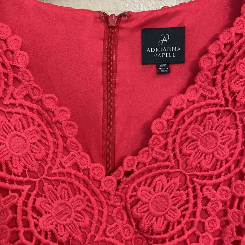 Adrianna Papell Red Lace Fit-and-Flare Dress
